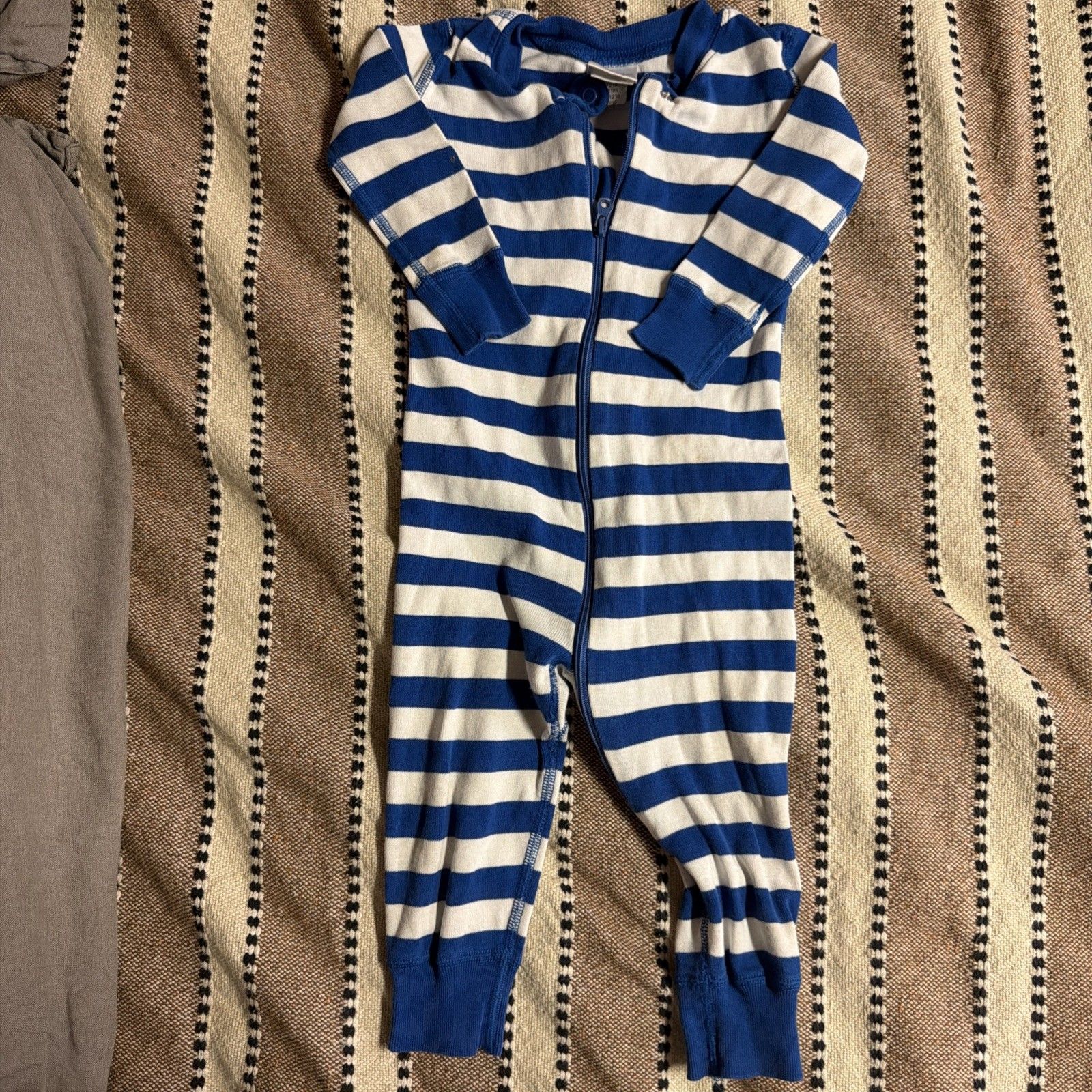 Hanna Andersson Footed Blue Stripe Sleeper Footless Pajamas 12-18